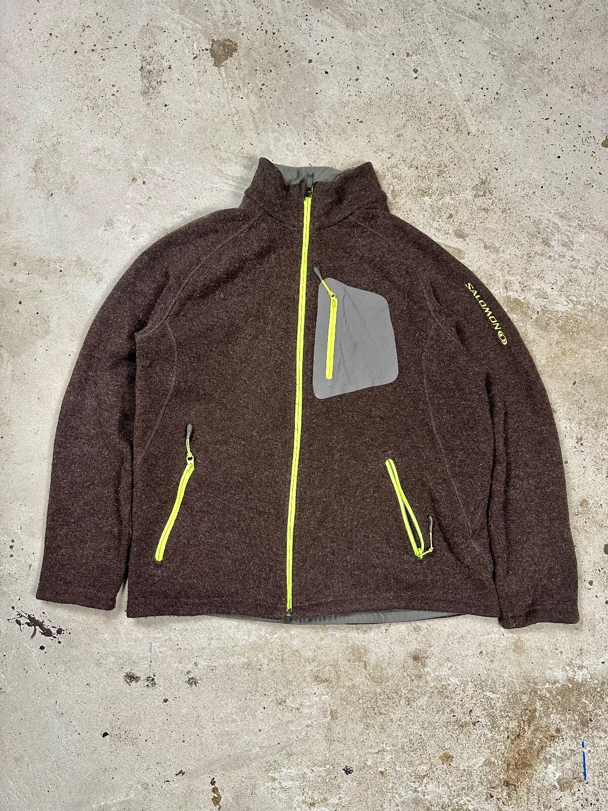 Giacca Vintage Y2K Salomon Lana Marrone Escursionismo Esterno L