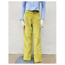 Vintage Versus by Gianni Versace Women RARE Y2K Velvet Swirl Pant Green Yellow 4