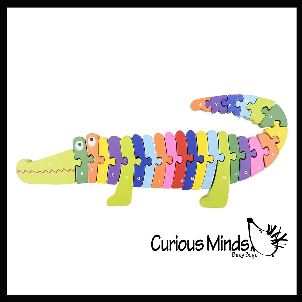 Wood Crocodile Gator Alphabet Animal Puzzle - A-Z and 1-26