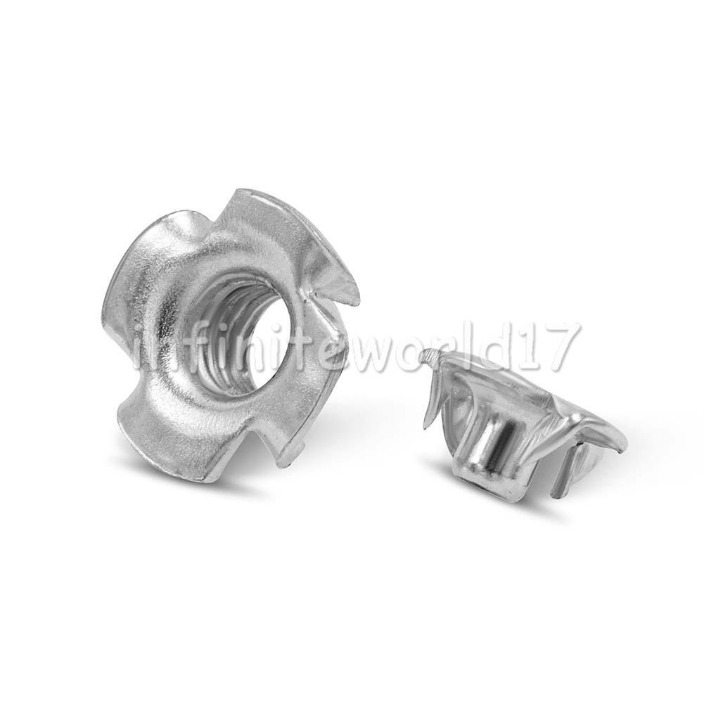 FOUR PRONGED T NUTS CAPTIVE THREADED INSERTS FOR WOOD FURNITURE M3 M4