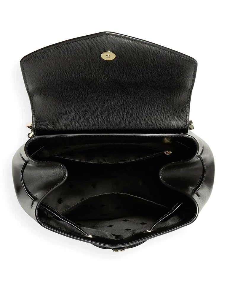 Nueva Mochila Kate Spade Lizzie Mediana Cuero Solapa Negra Nueva con Etiquetas $359 Foto 3 de 4