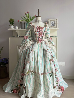 Robe Georgian Dress Francaise 18th Century Victorian Rococo Ball Gown Court 