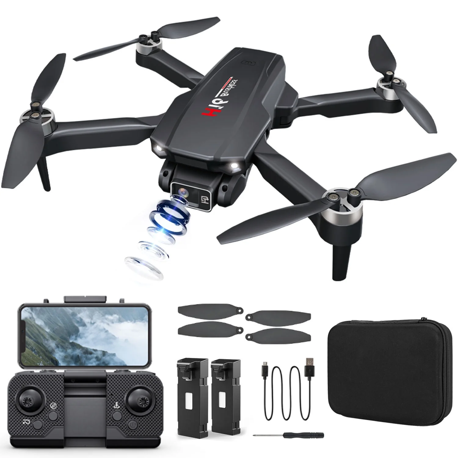 4K H16 Drone for Adults with 2 Batteries & Carry Case  -image