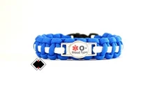 Blood Type A B O AB Medical Alert Paracord Bracelet  Made in USA