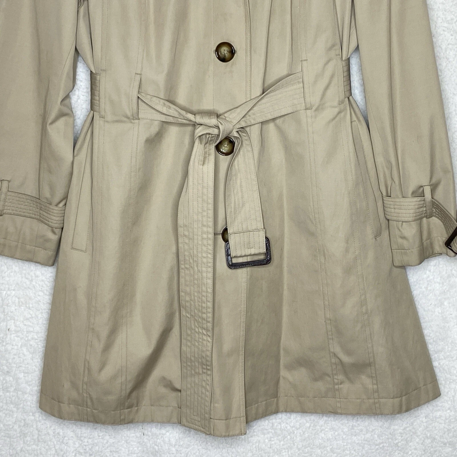 Cappotto trench Michael Kors marrone doppiopetto fodera cappuccio rimovibile donna XL
