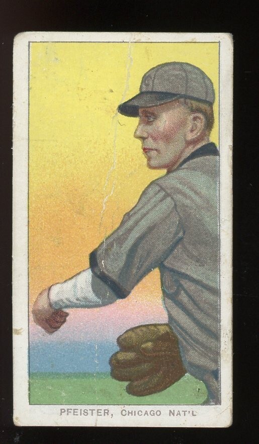1909-11 T206 Baseball #390 Jake Pfeister Pfiester (Throwing) Polar Bear PR