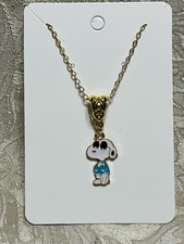 Snoopy Cool Fun Gold Enamel Charm Pendant Fashion Fun Boho Gold Necklace 18  