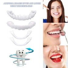 4PCS Snap On Instant Smile Teeth Veneers Upper Lower Denture Covers White
