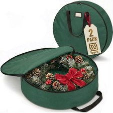 2 Pack Oxford Christmas Wreath Storage Container 24 Inch - Wreath Bag for...