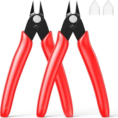 BOENFU 2 Pack Flush Cutter Wire Snips - Precision 5 Inch Soft Wire & Cable Tie Cutter