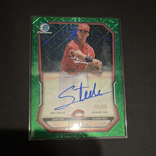 Topps 2023 Bowman Chrome Steele Hall Green Mojo Refractor Auto #BMA-SHA /99 Reds