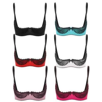 Womens Corset Push Up Bustier Hollow Out Vest Half Cup Bra Underwear Bralette