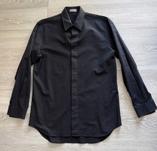 DIOR Mens Long Sleeves Button Down Shirt Black Cotton Size 40