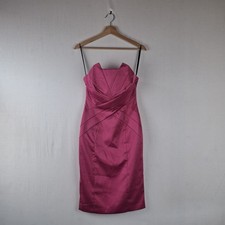 Y2K Vintage Bright Pink Satin Cocktail Dress Boned Flattering Party Dress UK 8 B