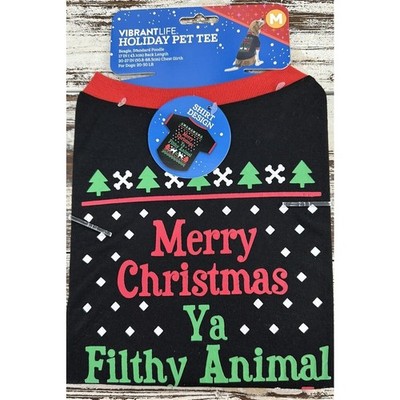 VIBRANT LIFE DOG SHIRT SIZE MEDIUM Merry Christmas Ya Filthy Animal Black New