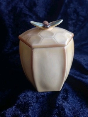 Vintage Goebel Honigtopf Sechseckig Wabe Honig Gefäß Bienenkorb VINTAGE SELTEN 