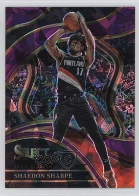 2023 Panini Select Courtside Purple Cracked Ice Prizm 2/99 Shaedon Sharpe 1p76
