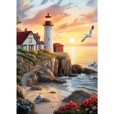 DIY Sea Lighthouse Diamond Painting Kits for Adults, Diamond Gem Art Painting...
