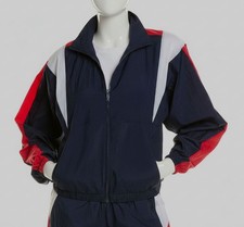 Reebok Womens Blue Color-blocked Track-Jacket and Pants Outfit Set Size XL