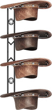 4 Pieces Cowboy Hat Organizer Hangers for Wall, Western Hat Rack Wall Mounted wi