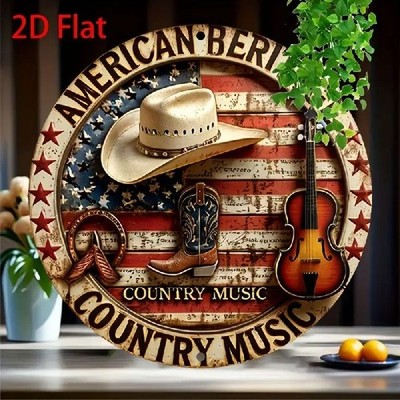 Blechschild rund American Country Music Nostalgie Vintage Metallschild TEL-2635