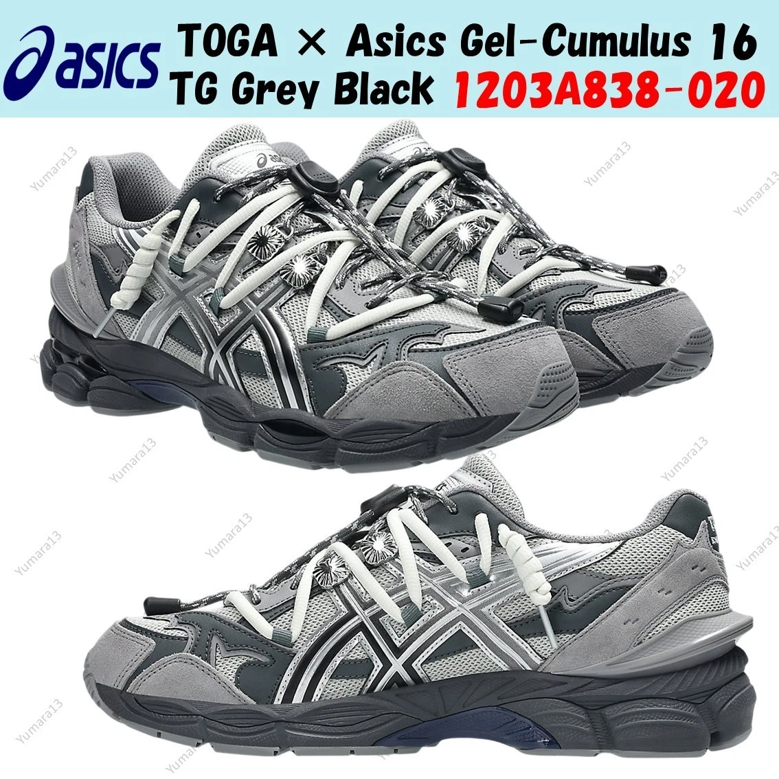 Las mejores ofertas en TOGA x ASICS Gel Cumulus 16 TG Grey Black