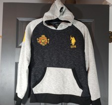 US Polo Assn USPA Embroidered Youth Hoodie Grey Hooded Pullover Sweater 14/16 XL