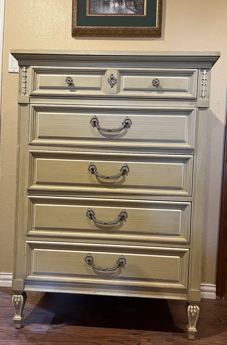 cream french provincial dresser Refinished French Provincial Solid Wood Cream Lingerie Chest / Dresser