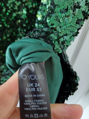 YOURS SIZE 24 LONG EMERALD GREEN SEQUIN TUNIC TOP MINI DRESS NEW PLUS CURVE £44 - Picture 6 of 6