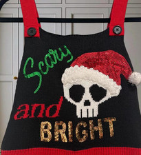 NWT Scary & Bright Sequin Skeleton Ugly Chris...