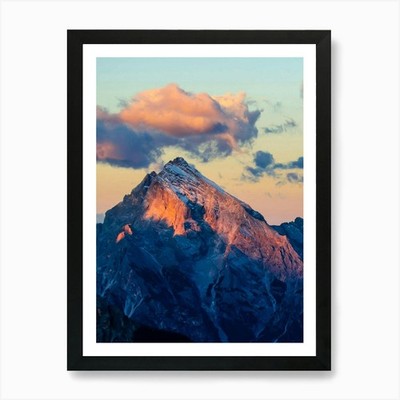 Sonnenuntergang über den Alpen Kunstdruck gerahmt Wandbild Poster Leinwanddruck Bild