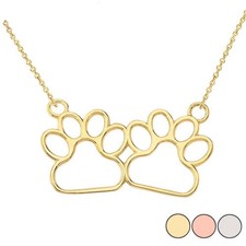 Paw Print Necklace In 14K Gold Yellow/Rose/White