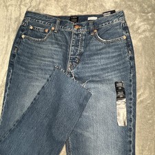 NWT J.Crew Womens Sz 29 Straight Jeans Blue Button Fly Raw Hem High Rise Premium