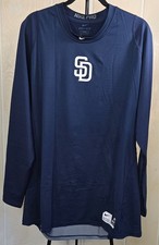 PADRES San Diego L/Sleeve NikePro Blue Baseball Fitted Athletic Shirt Sz 2XL