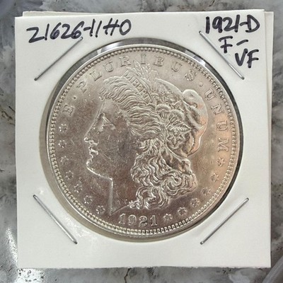 1921-D US 90% Morgan Silver Dollar F-VF #21626-11HO