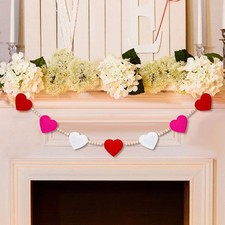 Valentine s Day Decoration Felt Heart Garland Banner 3D Red Pink White Love Han