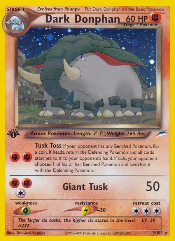 Dark Donphan - 3/105 - Pokemon Neo Destiny 1st Edition Holo Rare Rare NM