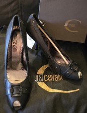 NIB Roberto Cavalli "Just Cavalli" Black Leather Pumps w/ Studs IT 39/US 8.5