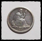 1837 Large Date NO STARS Seated Liberty Dime Very Old Cleaning  Fine #17D73 .900