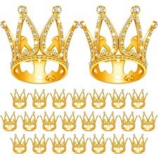 24 Pcs Mini Crown Cake Topper Tiny Queen Princess Headband for Party Decorations