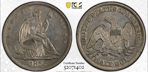 1858-O 50C Seated Liberty Half Dollar - PCGS Genuine XF Detail Questionable Cl?