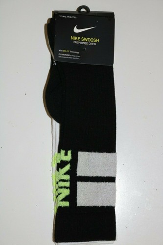 NIKE SWOOSH CUSHIONED OVER THE CALF SOCKS 2PACK SX7312-901 UNISEX KIDS UK2-5