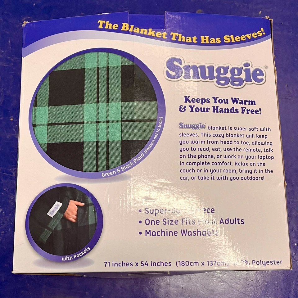 Snuggie the Original Wearable Blanket with Sleeves Green/Black plaid  (Open Box) - Image 2 of 2