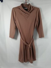 Calvin Klein size small Sweater Dress high neck Tan Rayon Blend
