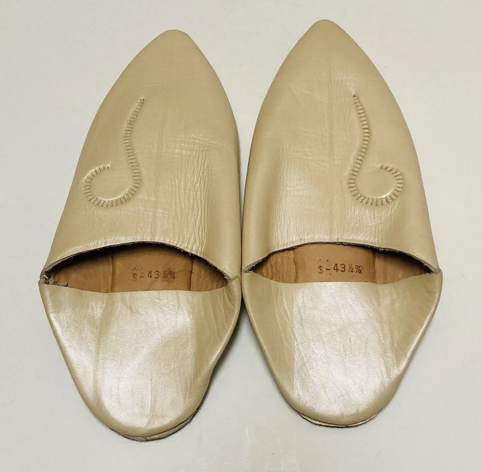 Zapatillas de cuero babouche marroquí vintage hechas a mano para hombre talla 43,5 EU beige 32 Foto 2 de 4