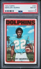 1972 Topps Football #331 Mercury Morris Rookie RC PSA 8 HIGH NUMBER Dolphins
