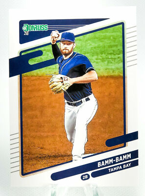 2021 Donruss Brandon Lowe SP Name Variation ''Bamm-Bamm'' #155 Tampa Bay Rays