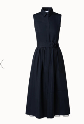 Akris Punto New Poplin & Layered Mesh Midi Shirtdress $1390, sz 6 Missing Belt.