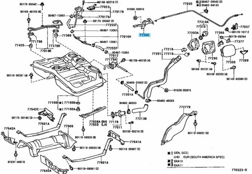 TOYOTA RAV4 ACA2# ACA3# 96-18 Genuine Fuel Lid Lock Open Lever 77306-32020 OEM - Picture 8 of 12