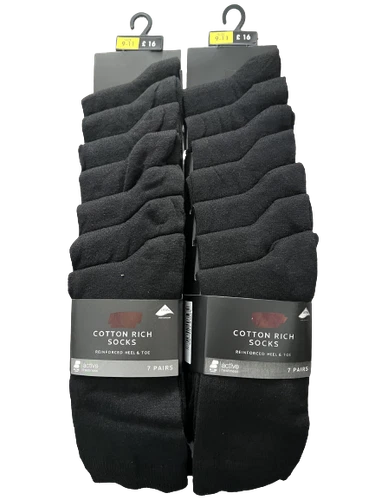 ex next mens socks cotton rich 14 pairs black size 9-11